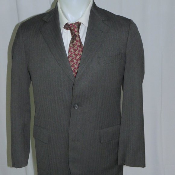 Brooks Brothers Makers Vintage Gray Herringbone Three Roll Two Suit 40R - Picture 4 of 15